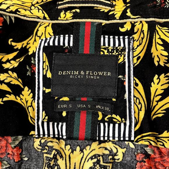 Denim and Flower Ricky Singh Mens Shirt Floral Short Sleeve Button Up - Picture 5 of 8